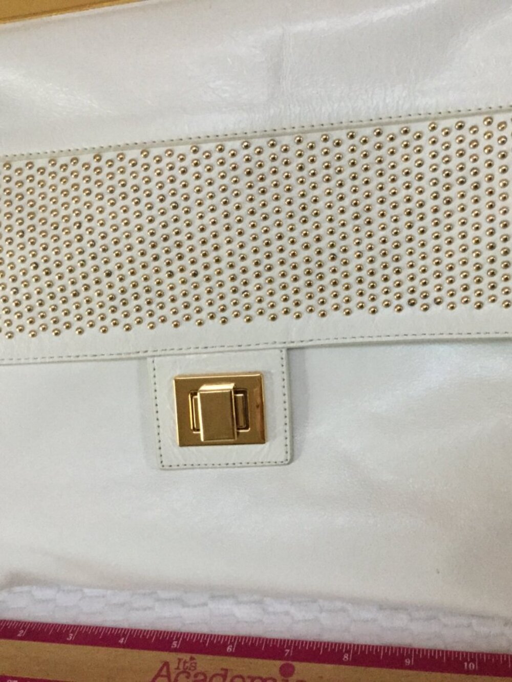 Badgley Michka Women Large White gold Handbag Purse Turn lock - Picture 7 of 16
